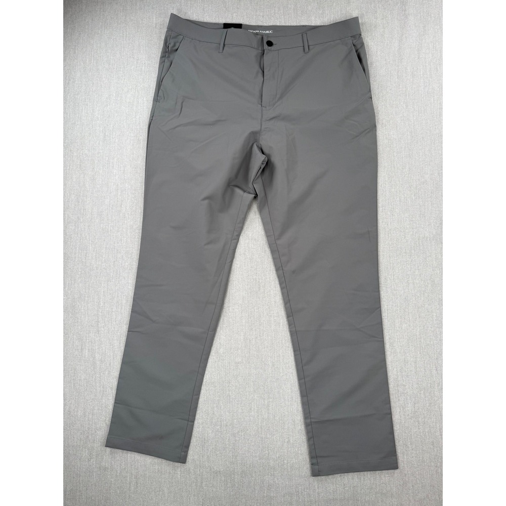 Banana Republic Mens Flat Front Pant Gray 40x32 Performance Trousers NEW